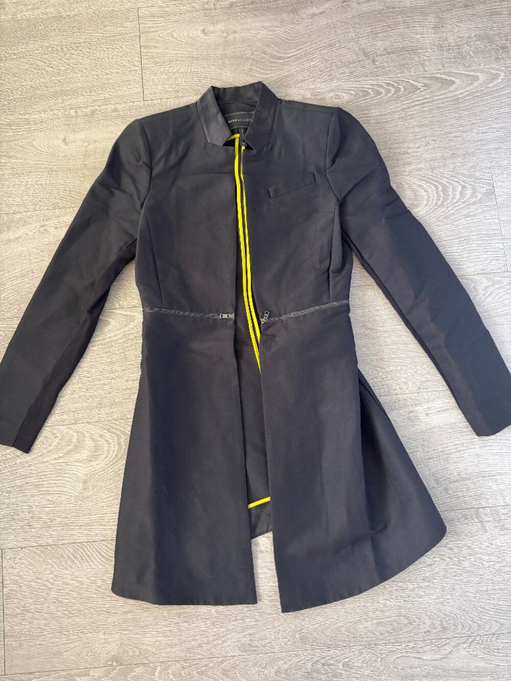 BCBGMAXAZRIA Arelia Black Longline A-Line Coat XXS